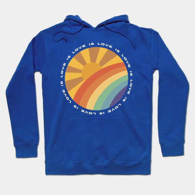 Love is Love Sun and Rainbow retro design Hoodie by VeryBerry